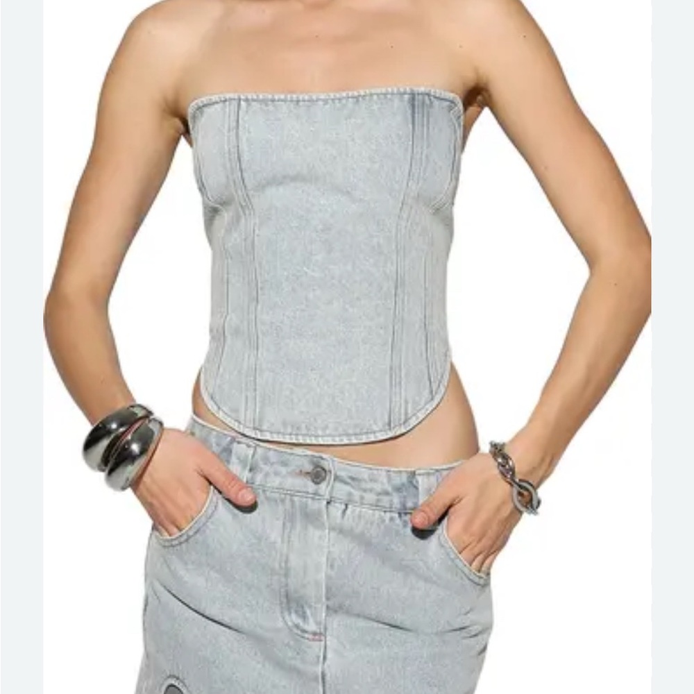 Zayne Corset Blue Denim Chic Bustier Top